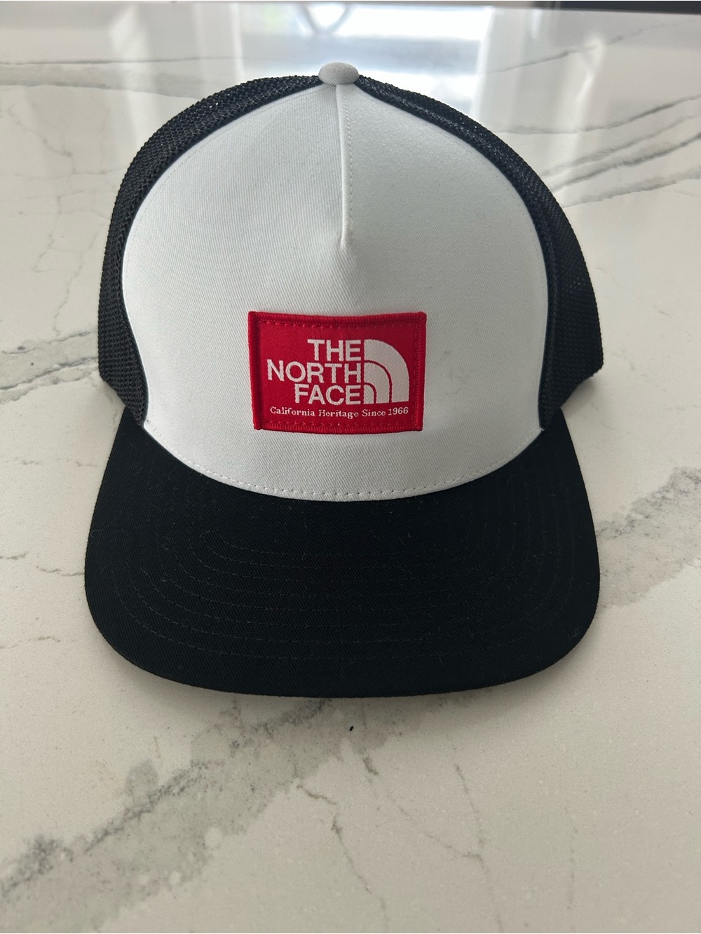 The North Face Heritage Trucker Hat Black White Red Flexfit 110 Snapback